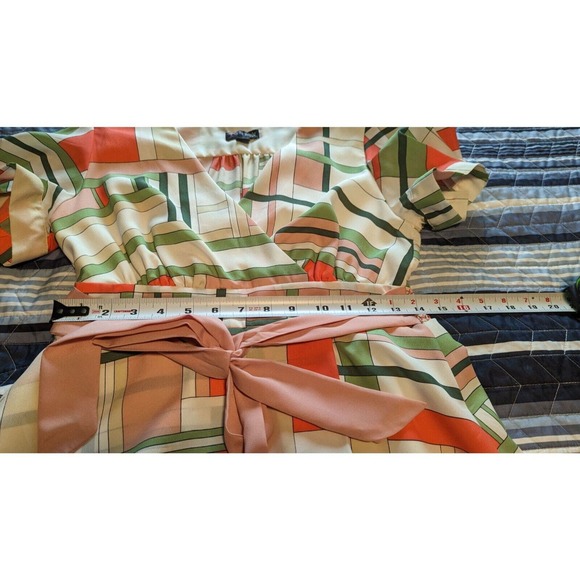 The Webster Miami for Target Sz S Petite Faux Wrap Puff Sleeve Dress Coquette - Picture 9 of 11